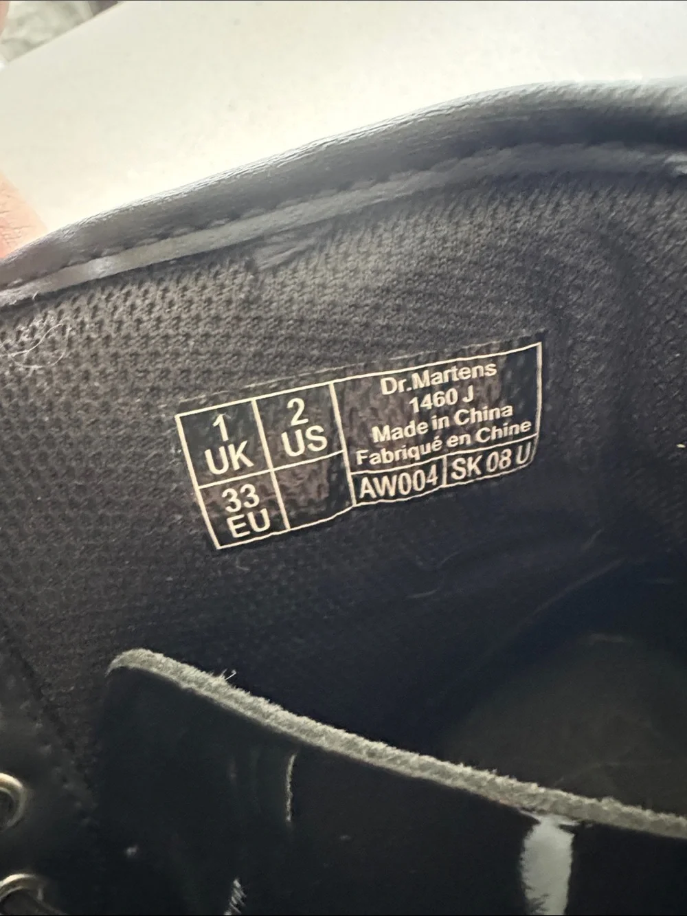 Dr. Martens Junior (1460) Patent Leather Lace Up Boots
